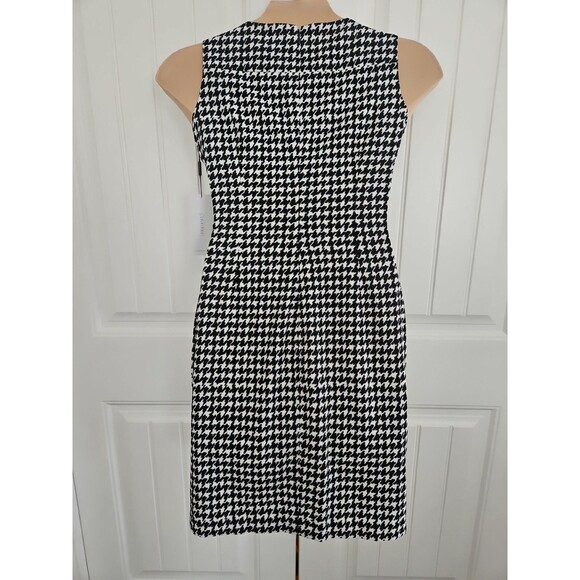 Calvin Klein Houndstooth Sheath Dress Color Black / White Size 10 P Ruched Side - Picture 6 of 11